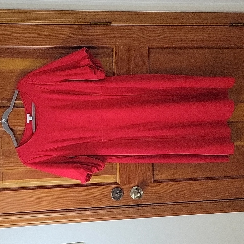 J. Jill Elegant Puff Sleeve Knee-length Red Dress Size 2X